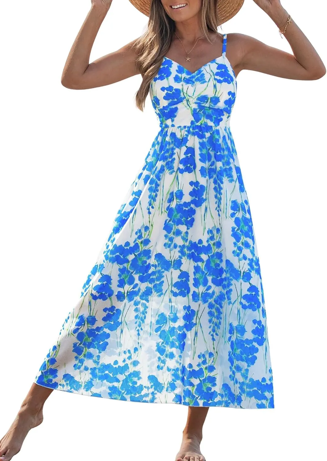 Rayon Spaghetti Strap Smocked Back Maxi Sundress