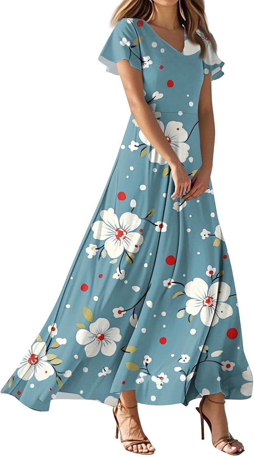 Floral Print Flowy Swing Maxi Dress