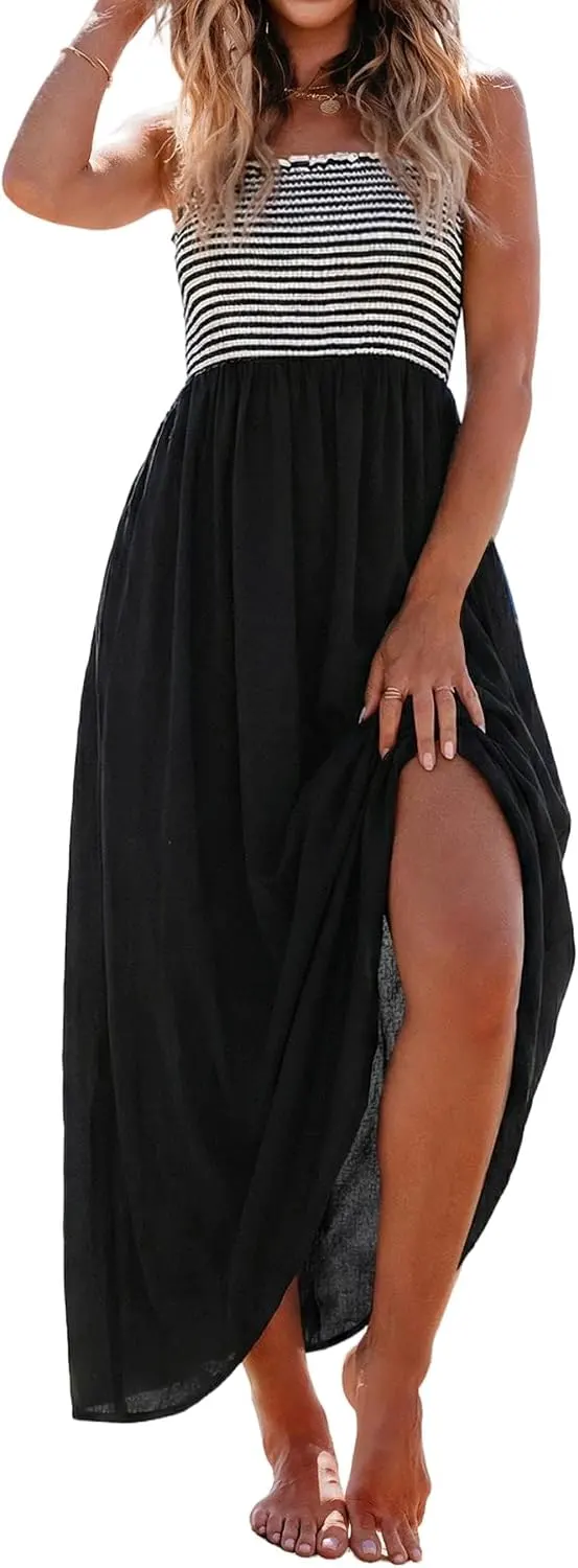 Rayon Spaghetti Strap Smocked Back Maxi Sundress