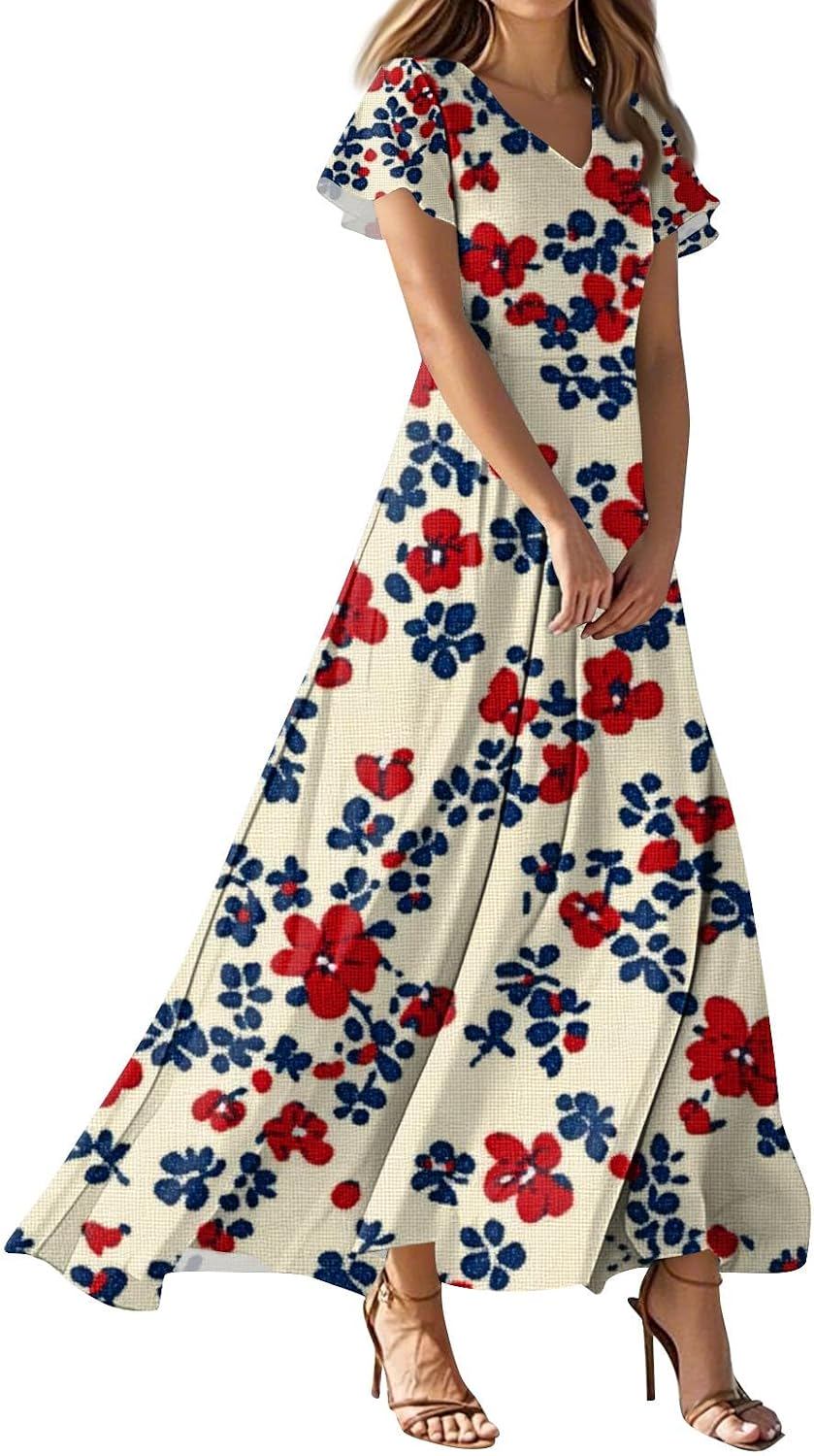 Floral Print Flowy Swing Maxi Dress