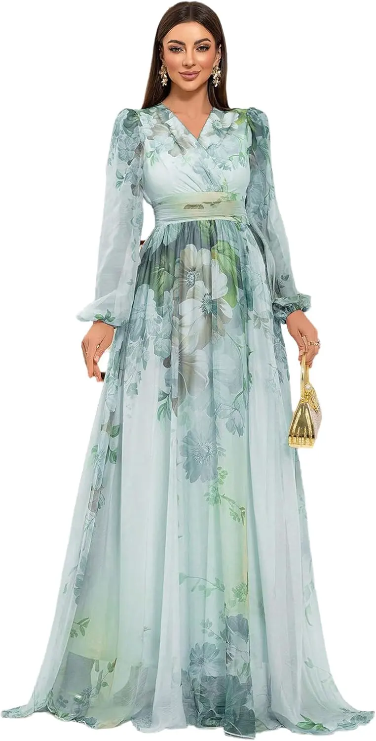 Boho Floral Long Sleeve Tiered Maxi Dress