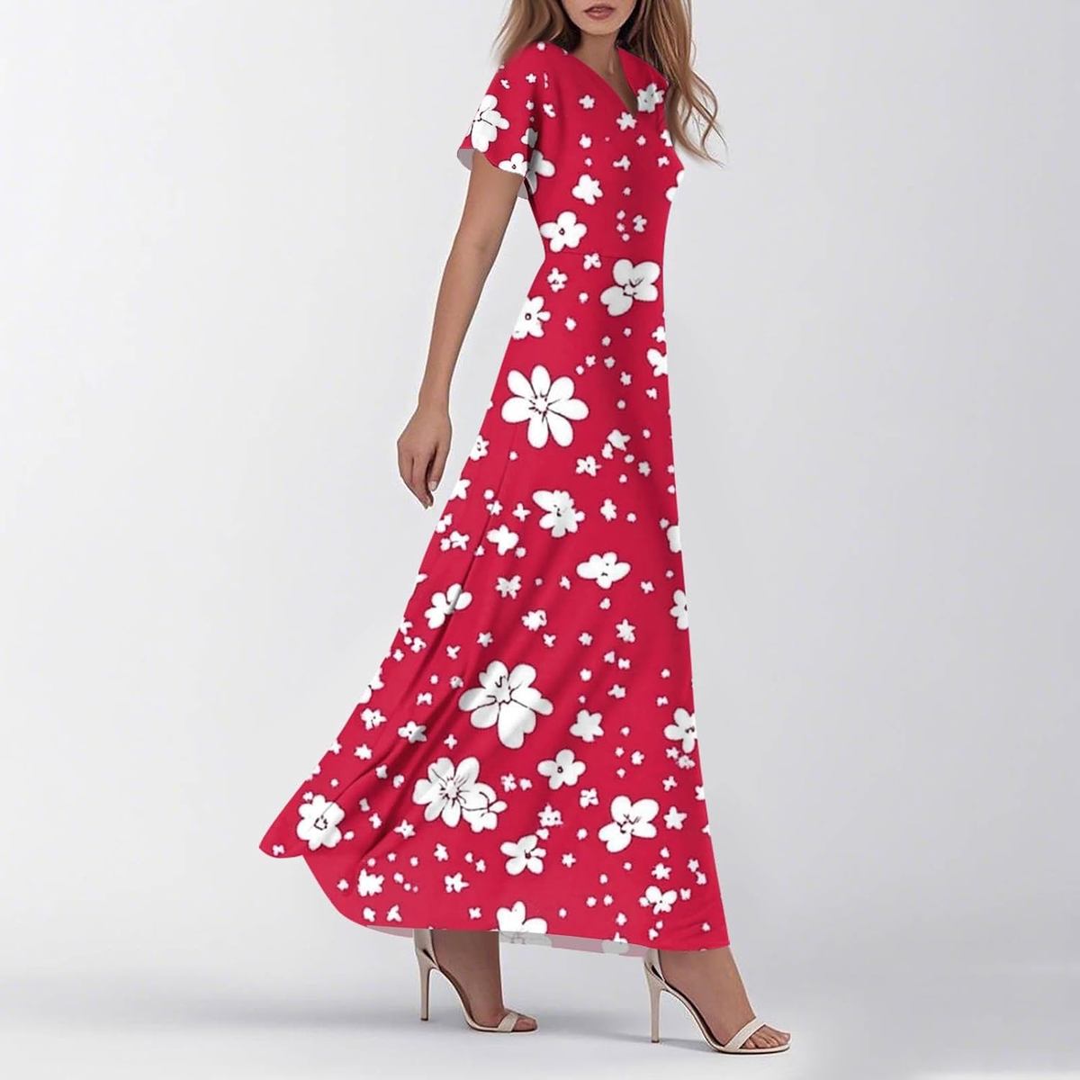 Floral Print Flowy Swing Maxi Dress