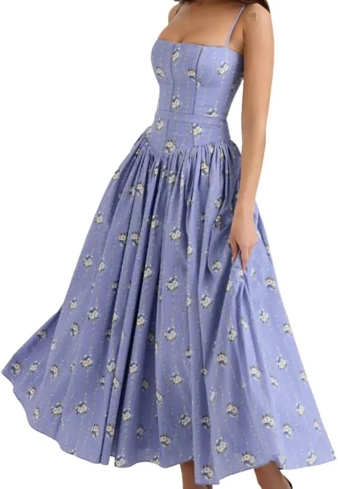 Floral Strapless Backless A-Line Maxi Dress
