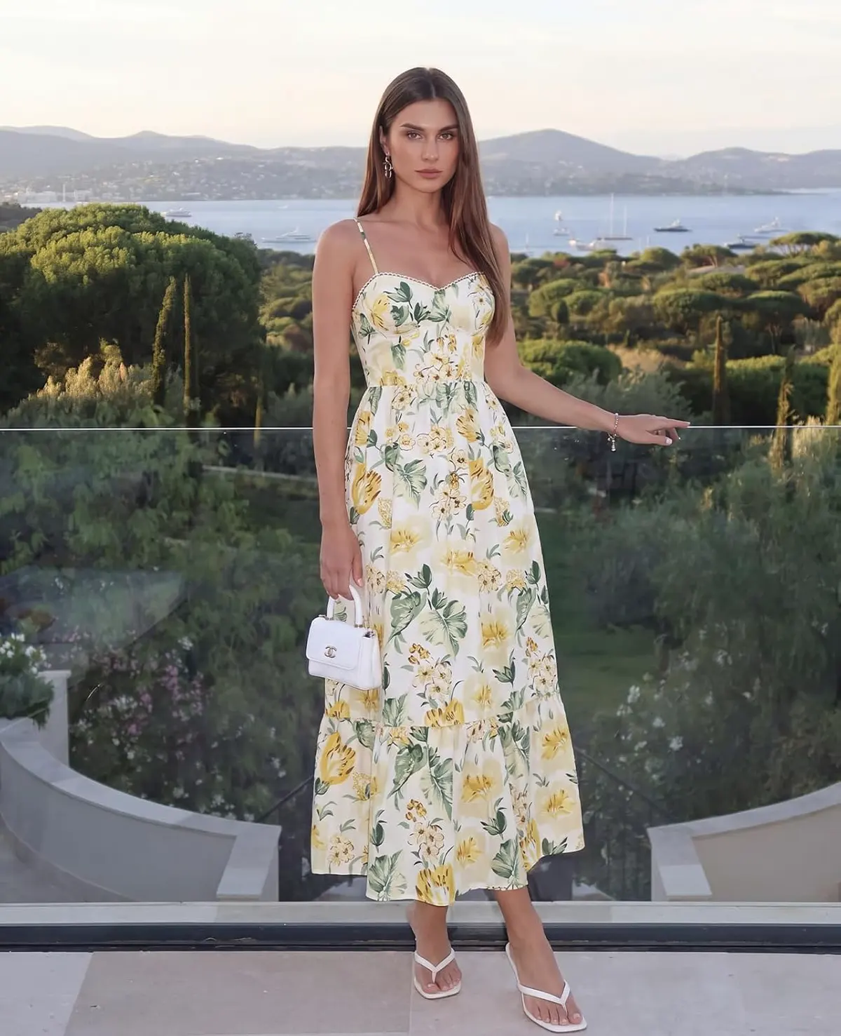 Floral Corset Maxi Dress with Pockets