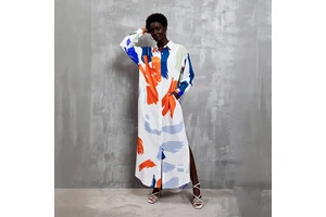 OEM Custom Women Shirt Dress Summer Turn-down Collar Irregular Long Dress Female Sexy Letter Print Maxi Dresses