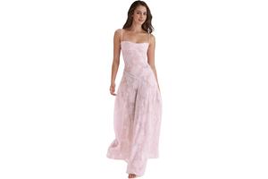 Floral Lace Spaghetti Strap Lace-Up Back Dress - Sweetheart Neck Wedding Guest Cocktail Dress