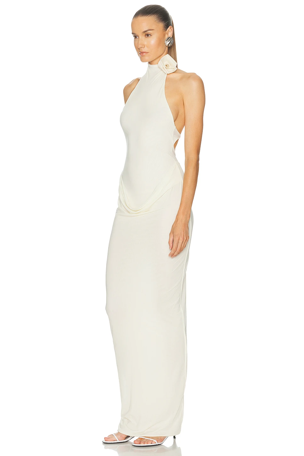 Halter Open Back Jersey Gown with Bodysuit
