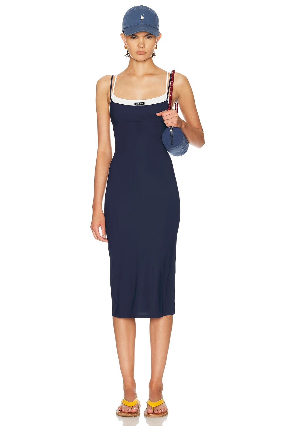 Stretch Jersey Tank Midi Dress with Built-In Support - Recycled Nylon Dress for OEM