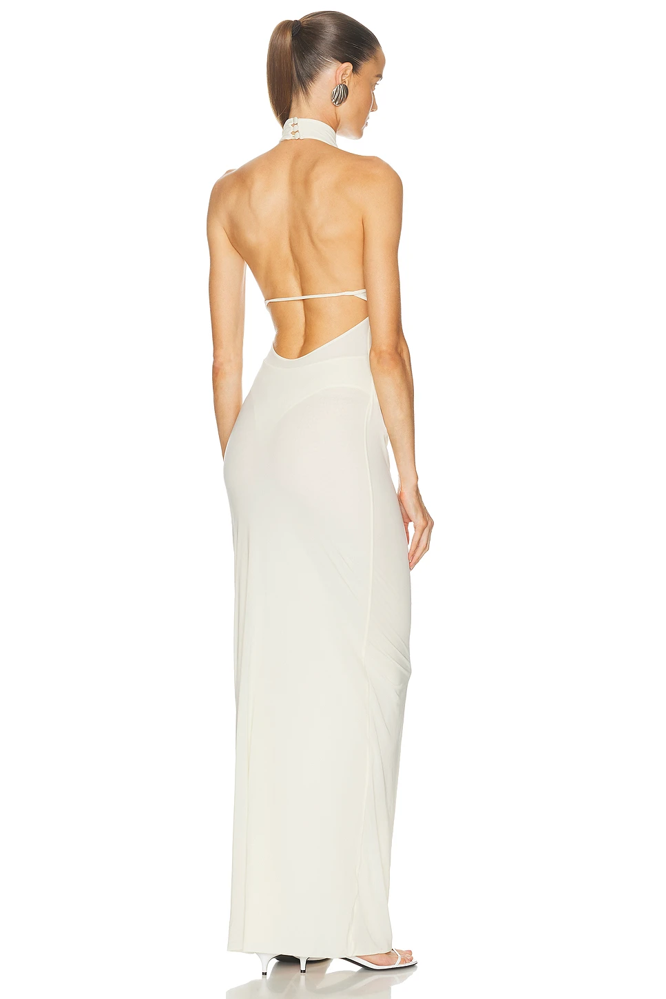 Halter Open Back Jersey Gown with Bodysuit