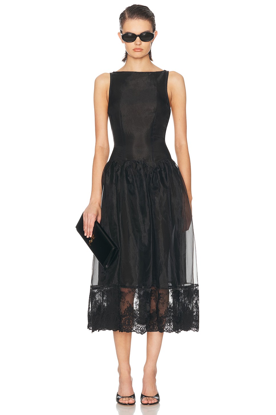 Elsie Organza Fit and Flare Midi Dress - Semi Sheer Occasion Dress for OEM