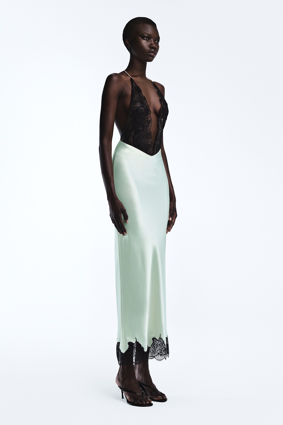 Alouette Halter Lace and Satin Gown - Elasticated Halter Dress for OEM