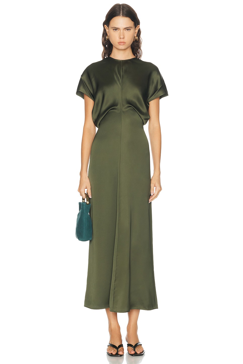 Slouch Waist Viscose Satin Maxi Dress - Exposed Back Zip Dress for OEM