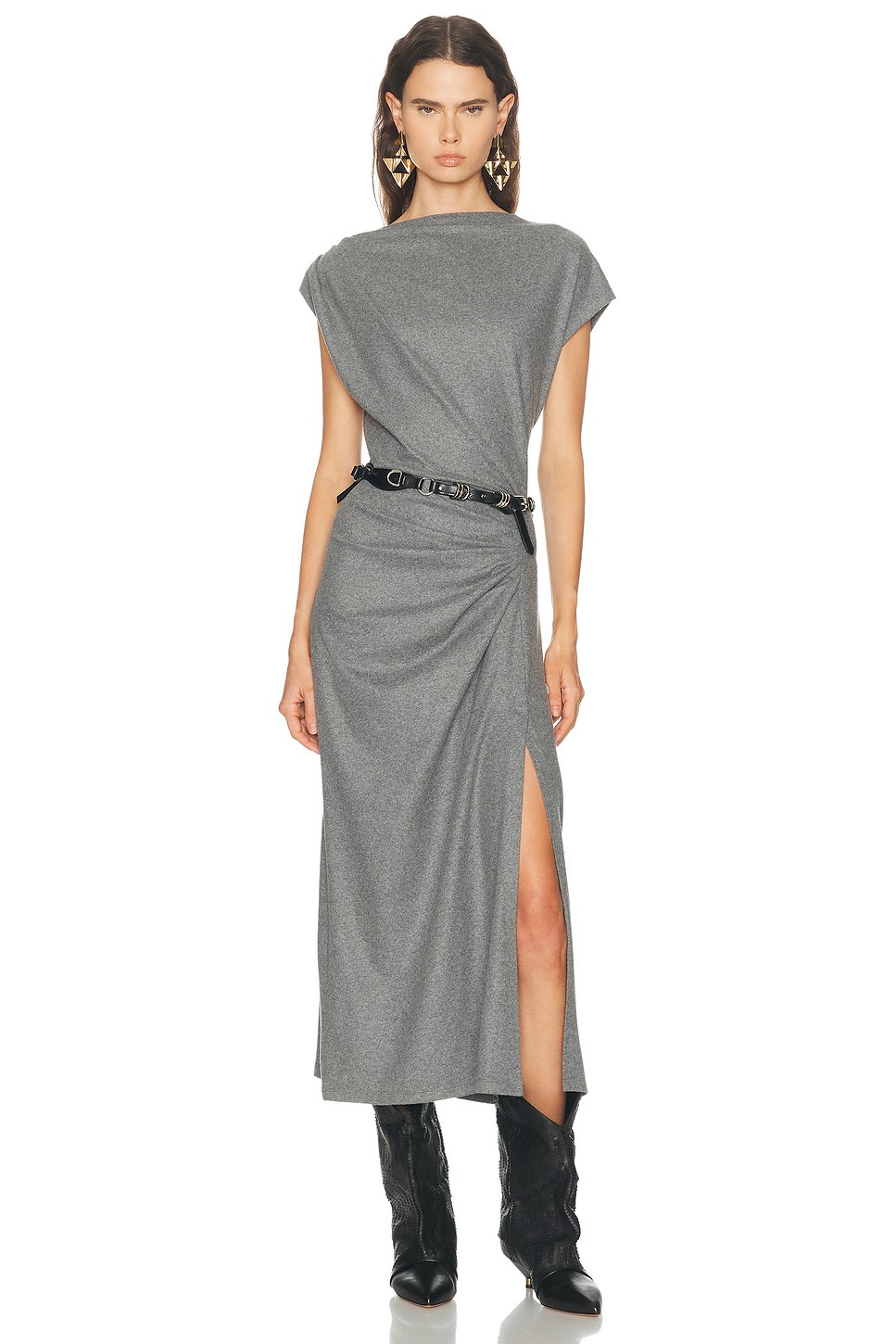 Naerys Ruched Jersey Midi - Side Ruched Knit Dress for OEM