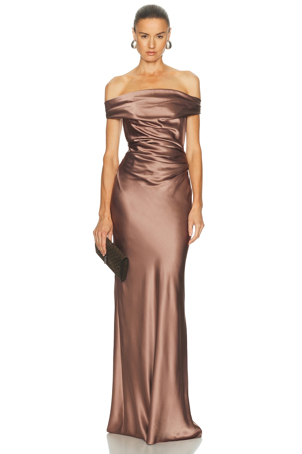Bardot Off The Shoulder Silk Gown - Silk Lined Silk Dress for OEM