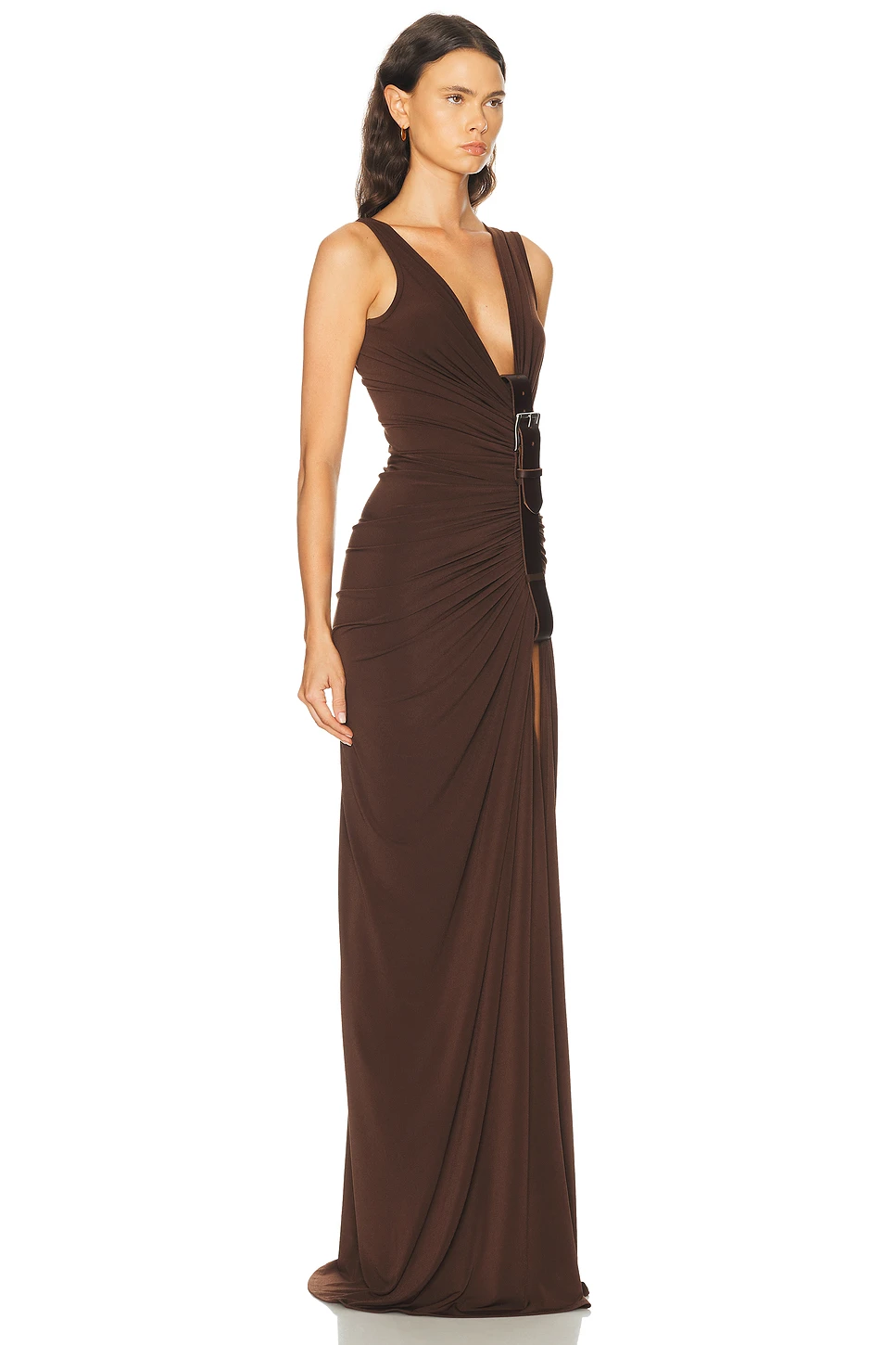 Gathered Belt Maxi Dress