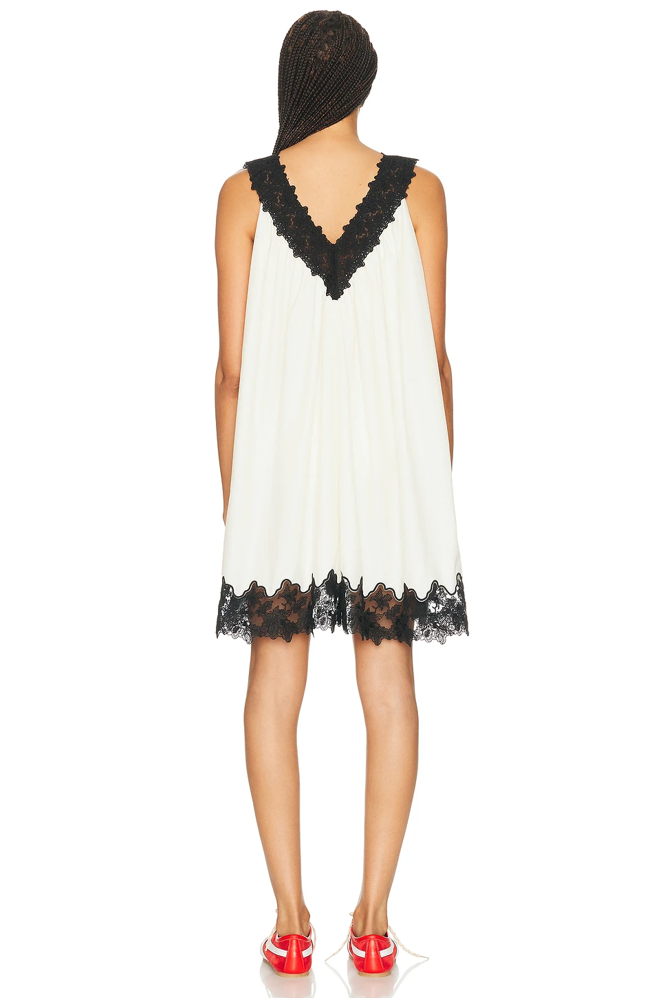 Taffeta Mini Dress with Lace Trim