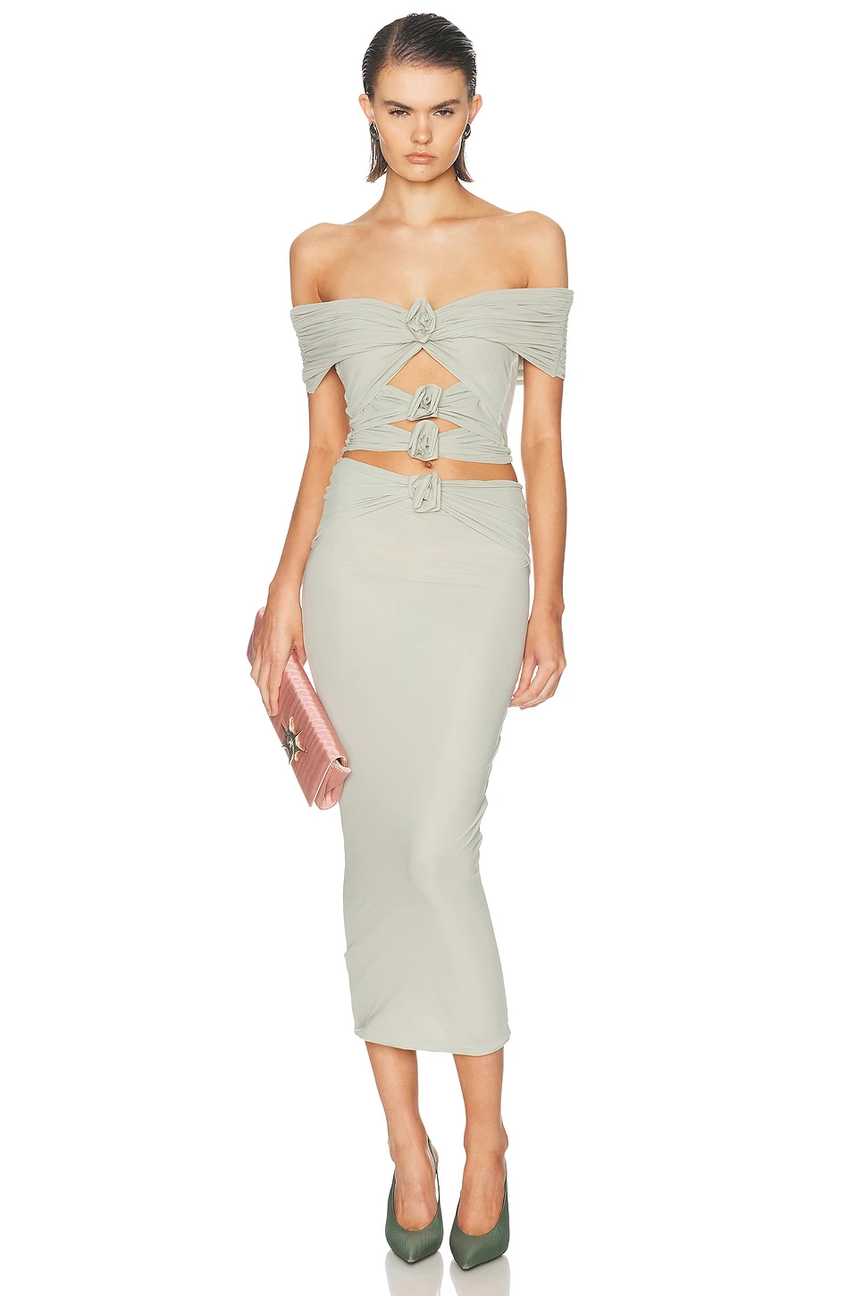 Cut-Out Stretch Jersey Dress and Shorts Set
