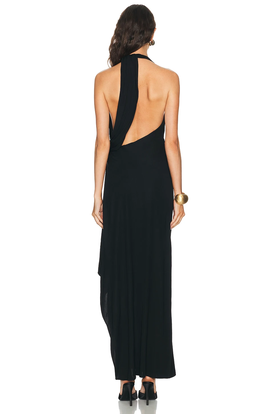 Plunge Neck Knot Waist Gown