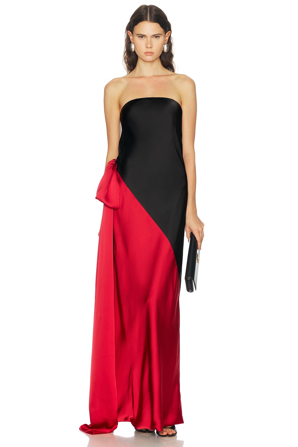 Spliced Bias Strapless Satin Gown - Elastic Neckline Gown for OEM