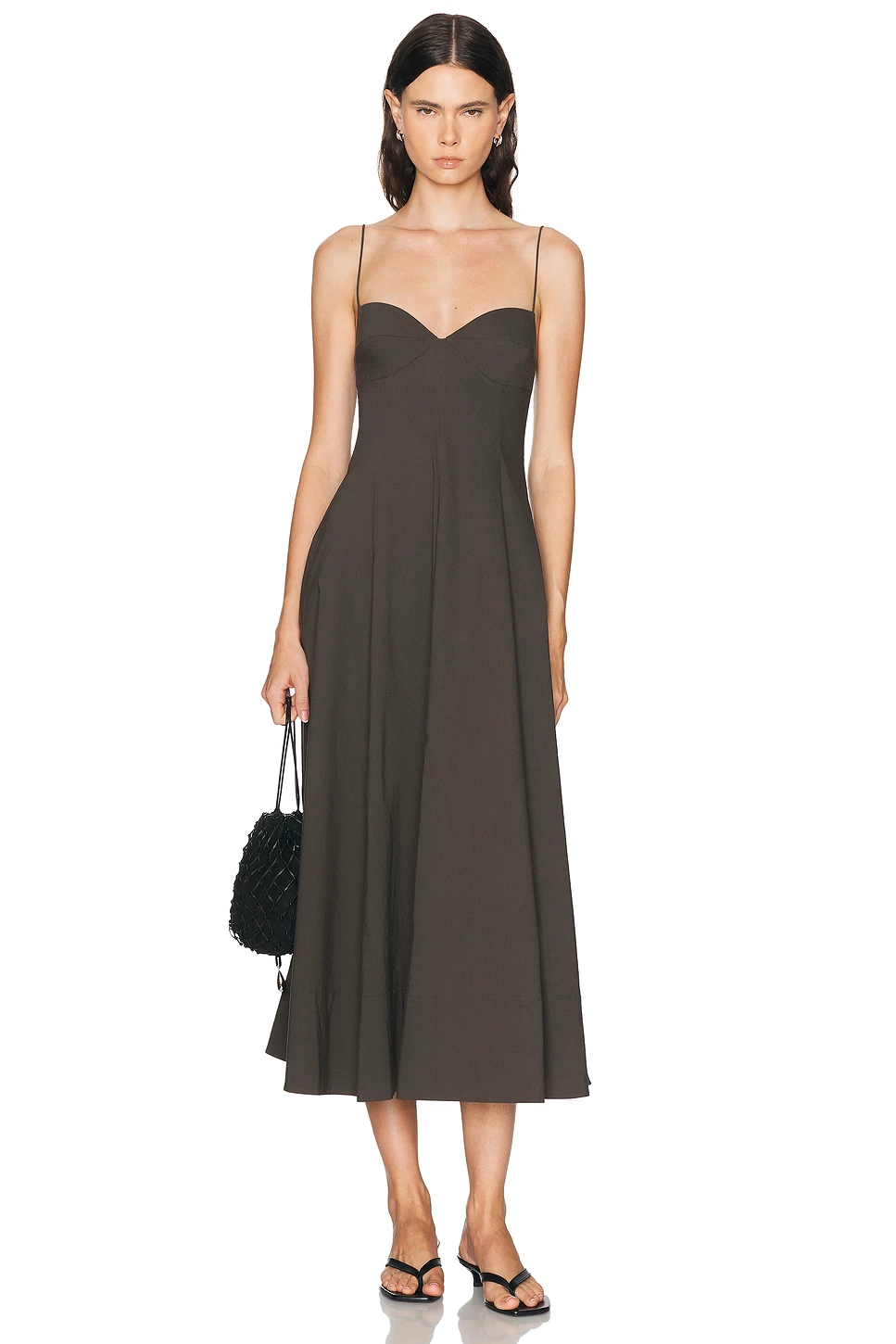 Bustier Poplin Midi Dress