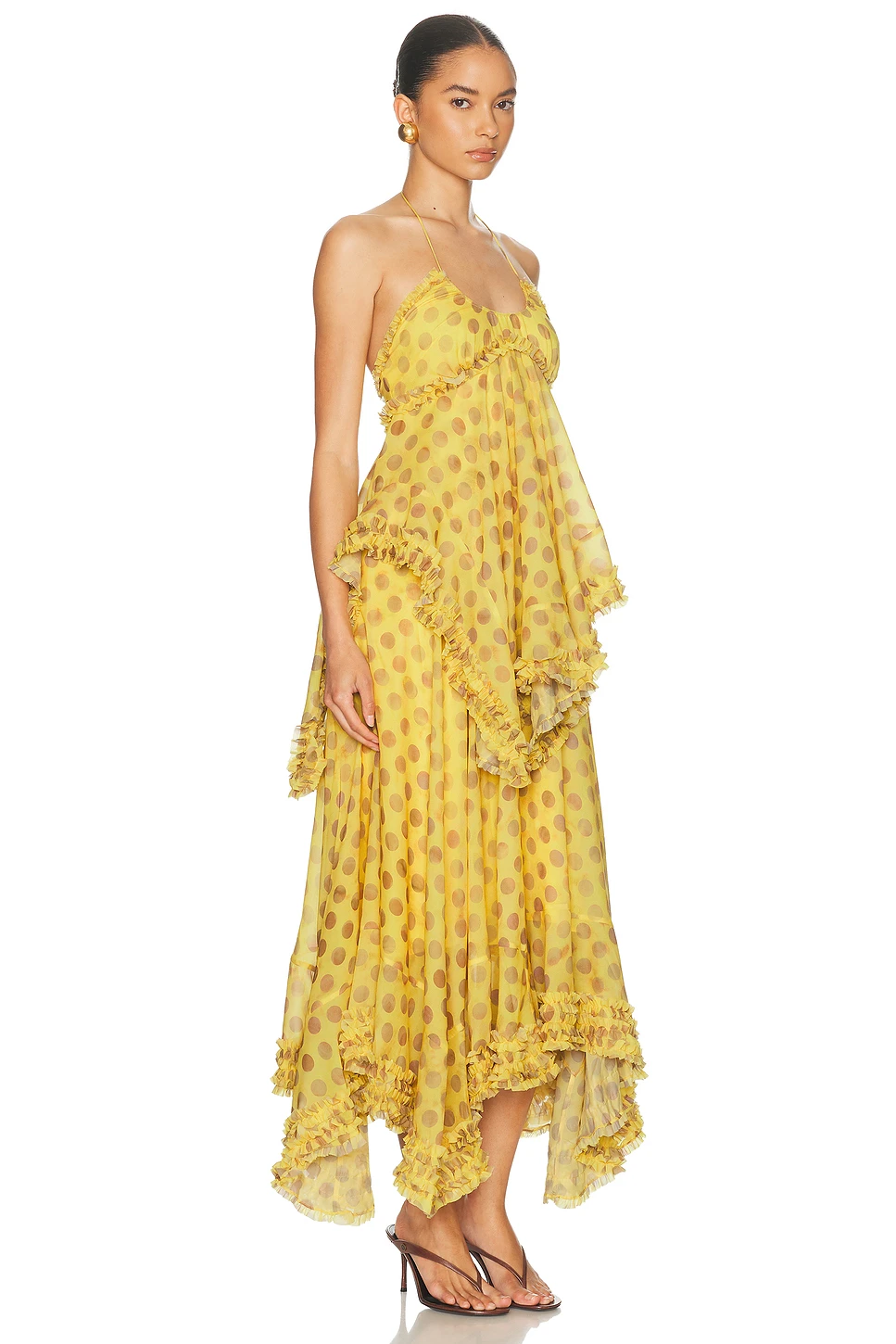 Halter Tiered Ruffle Georgette Dress