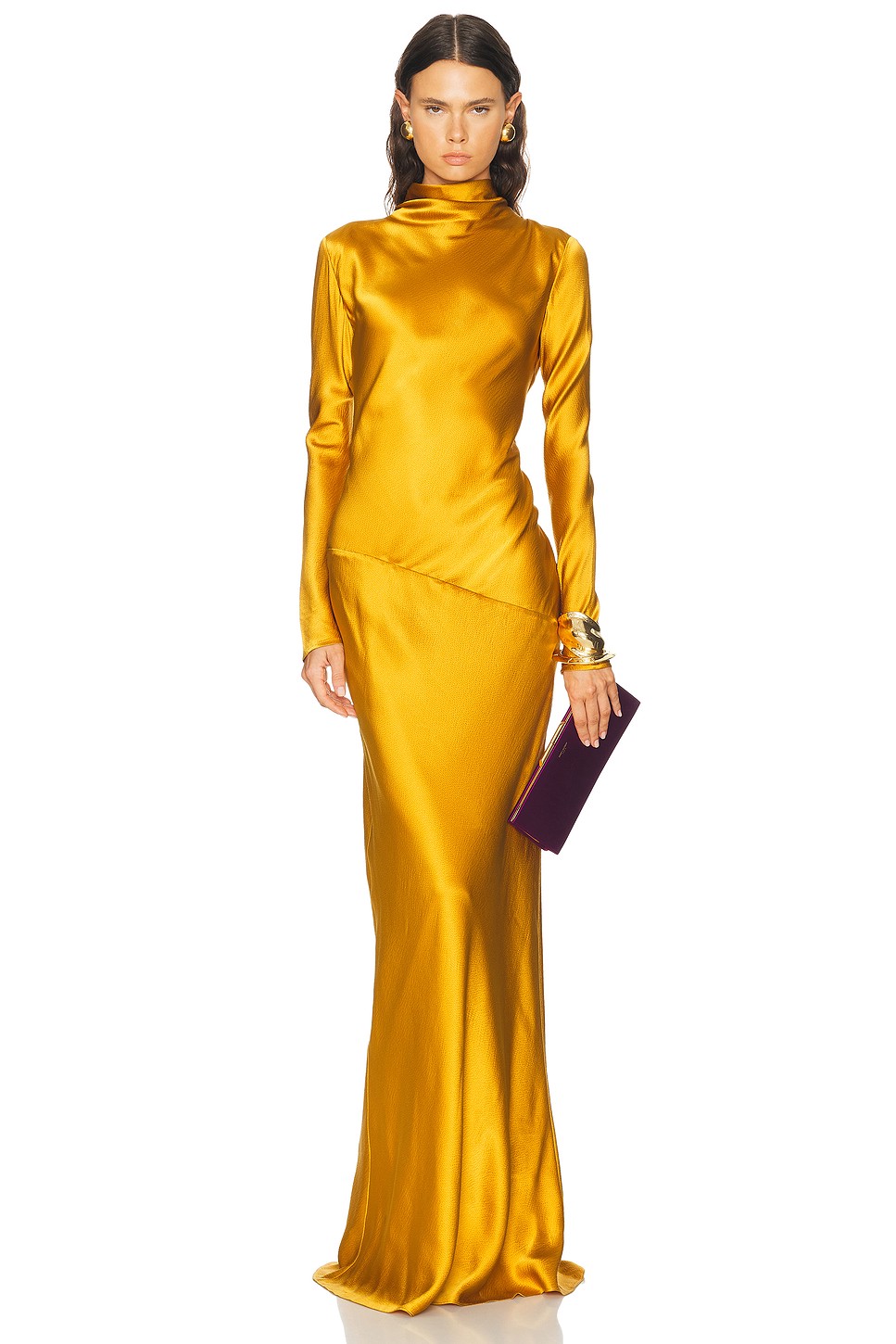 Gio Lace Trim Satin Gown - Satin Column Gown for OEM