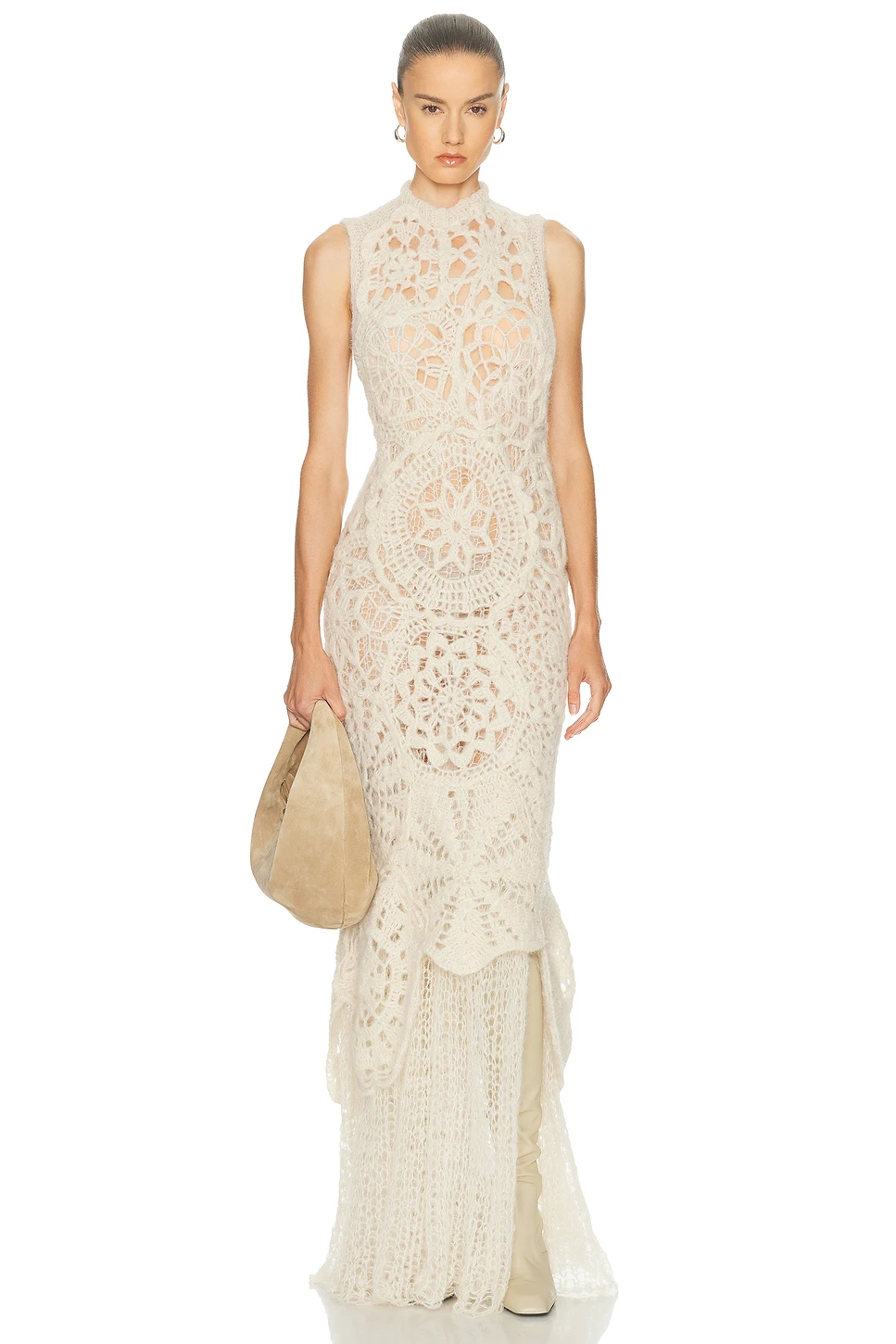 Alpaca Silk Crochet Maxi Dress