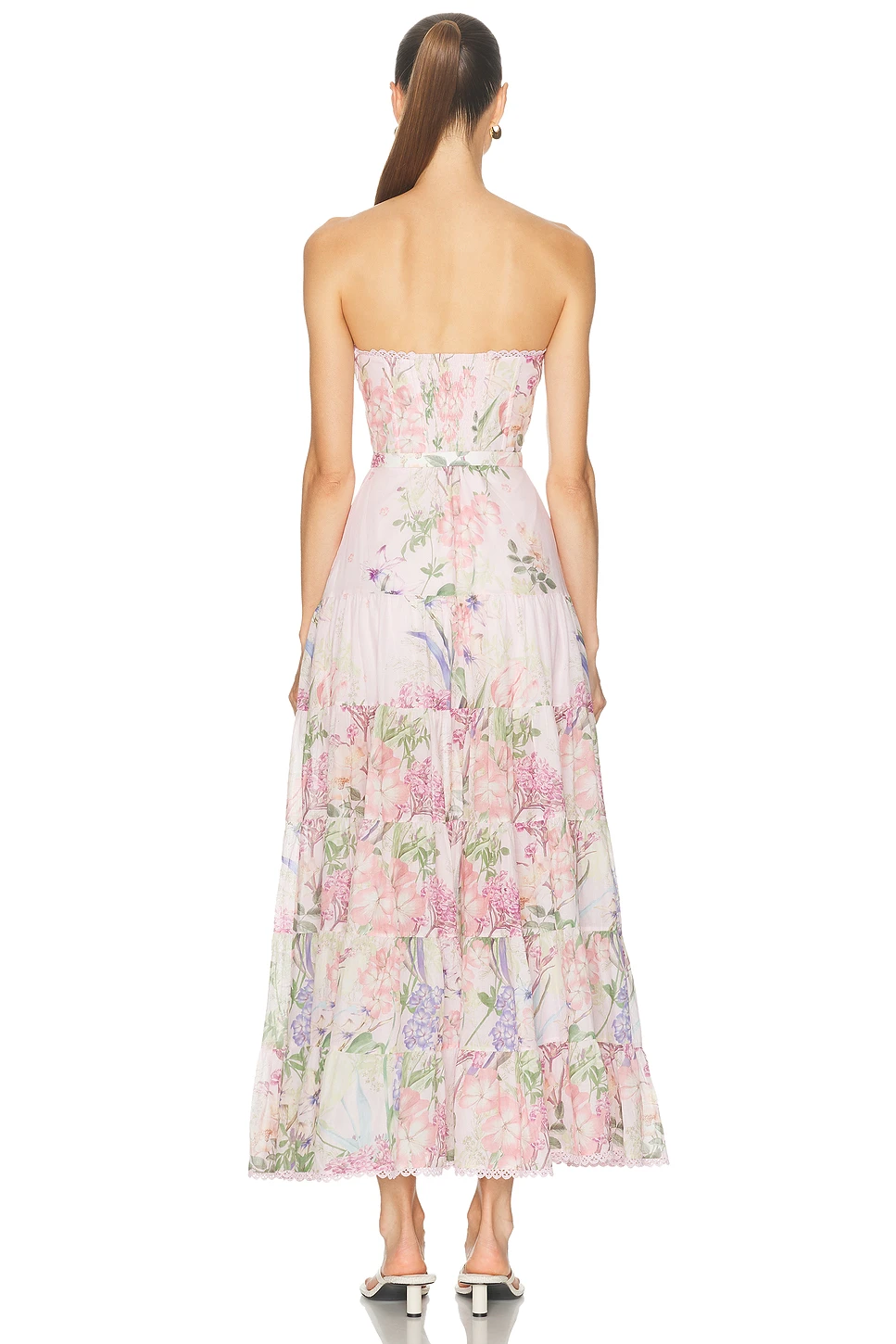 Strapless Cotton Voile Maxi Dress with Belt