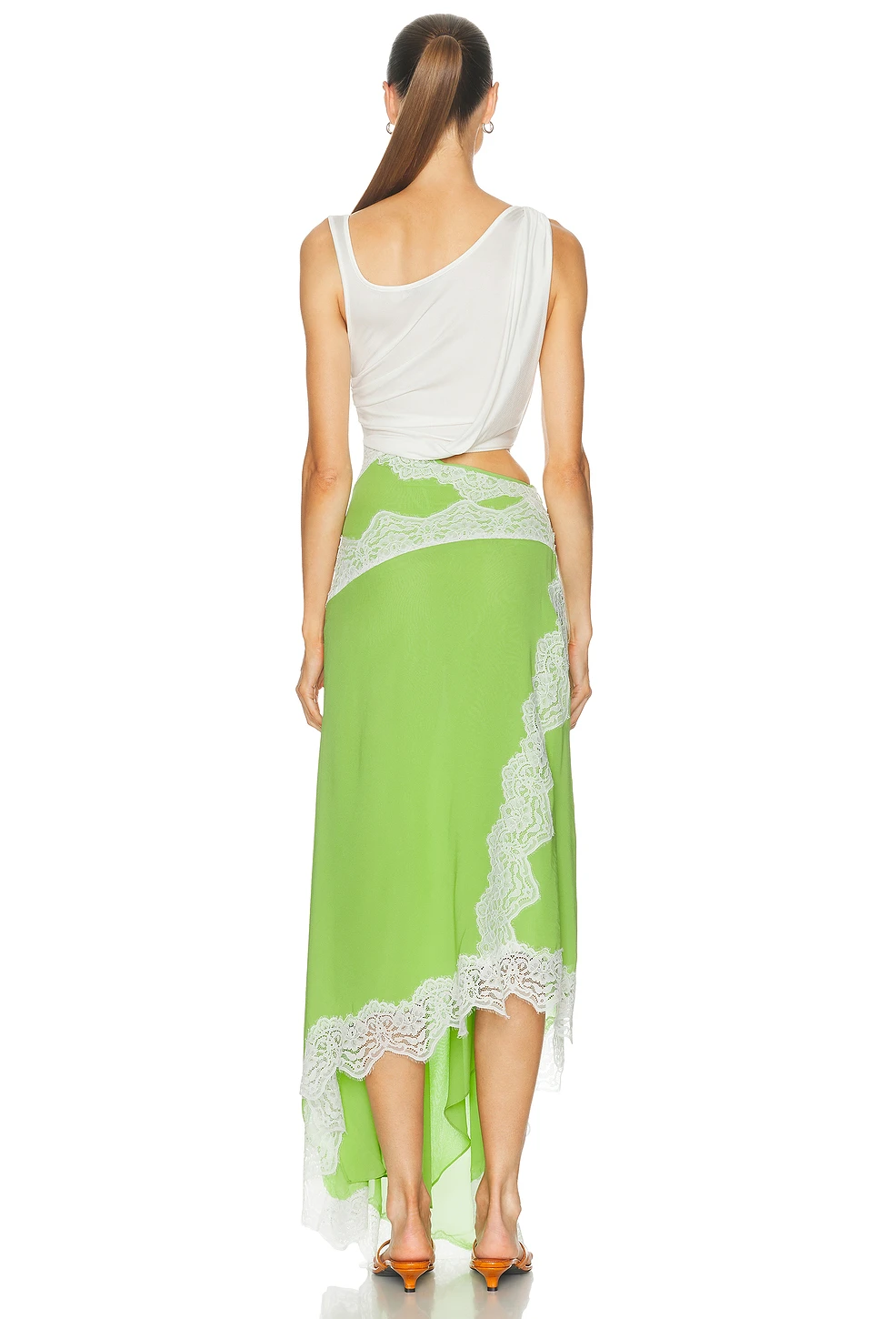 Twisted Silk Tank Dress with Chiffon Skirt