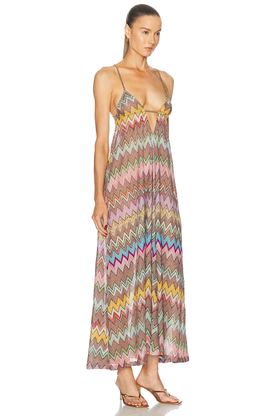 Metallic Knit Maxi Cover-Up Dress