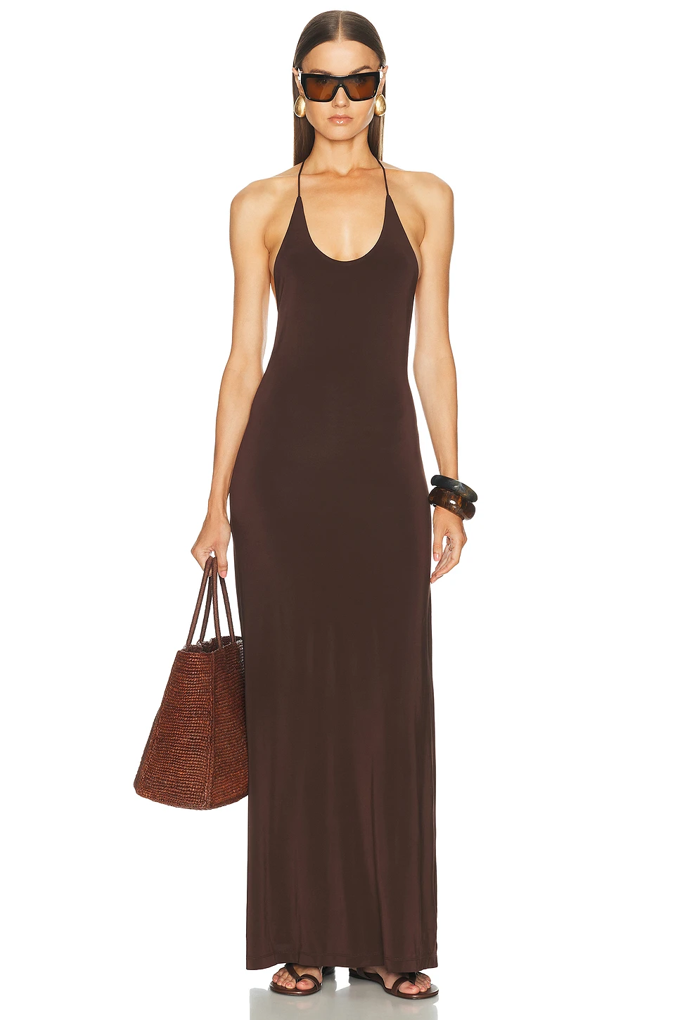Open Back Viscose Maxi Dress