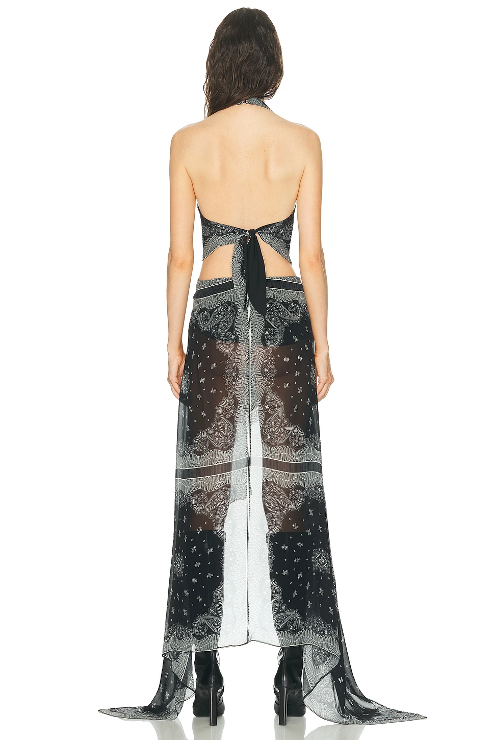Paisley Chiffon Halter Maxi Dress