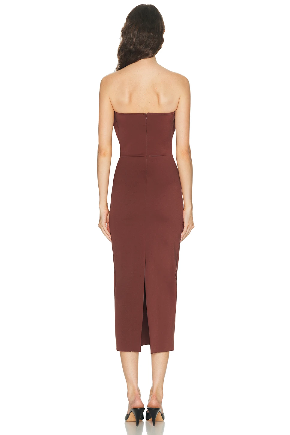Sculpted Strapless Crepe Midi Dress