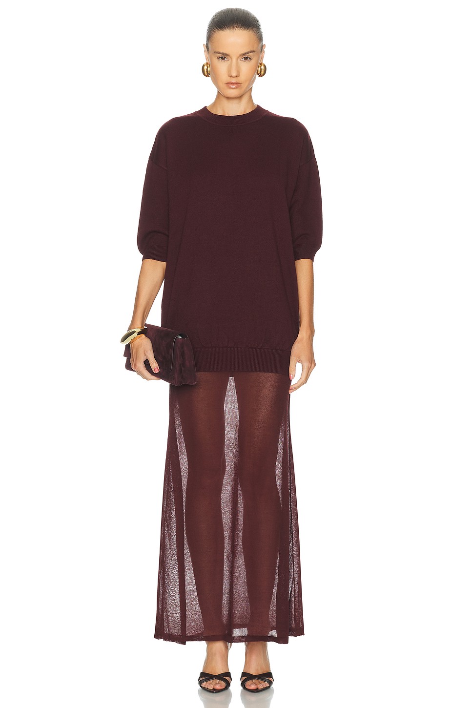 Arwen Layered Maxi Dress in Viscose Wool Blend Knit - Sweater Dress for OEM