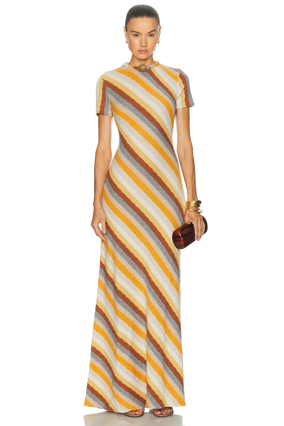Allie Metallic Knit Stripe Maxi - Keyhole Back Knit Maxi for OEM