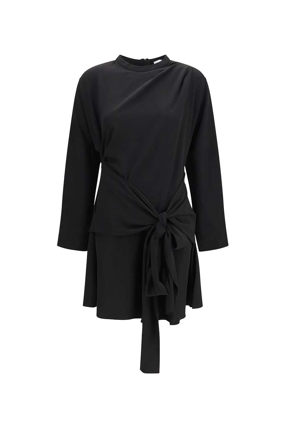 Draped Knot Crepe Mini Dress