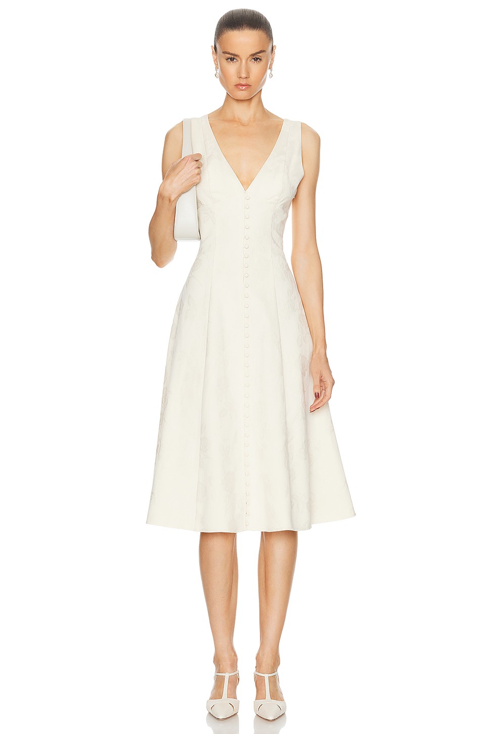Dinner's At Six Cotton Fit and Flare Midi - Button Loop Front Dress for OEM