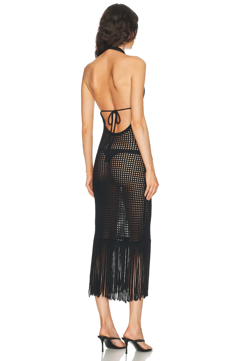 Crochet Fringe Halter Midi Dress