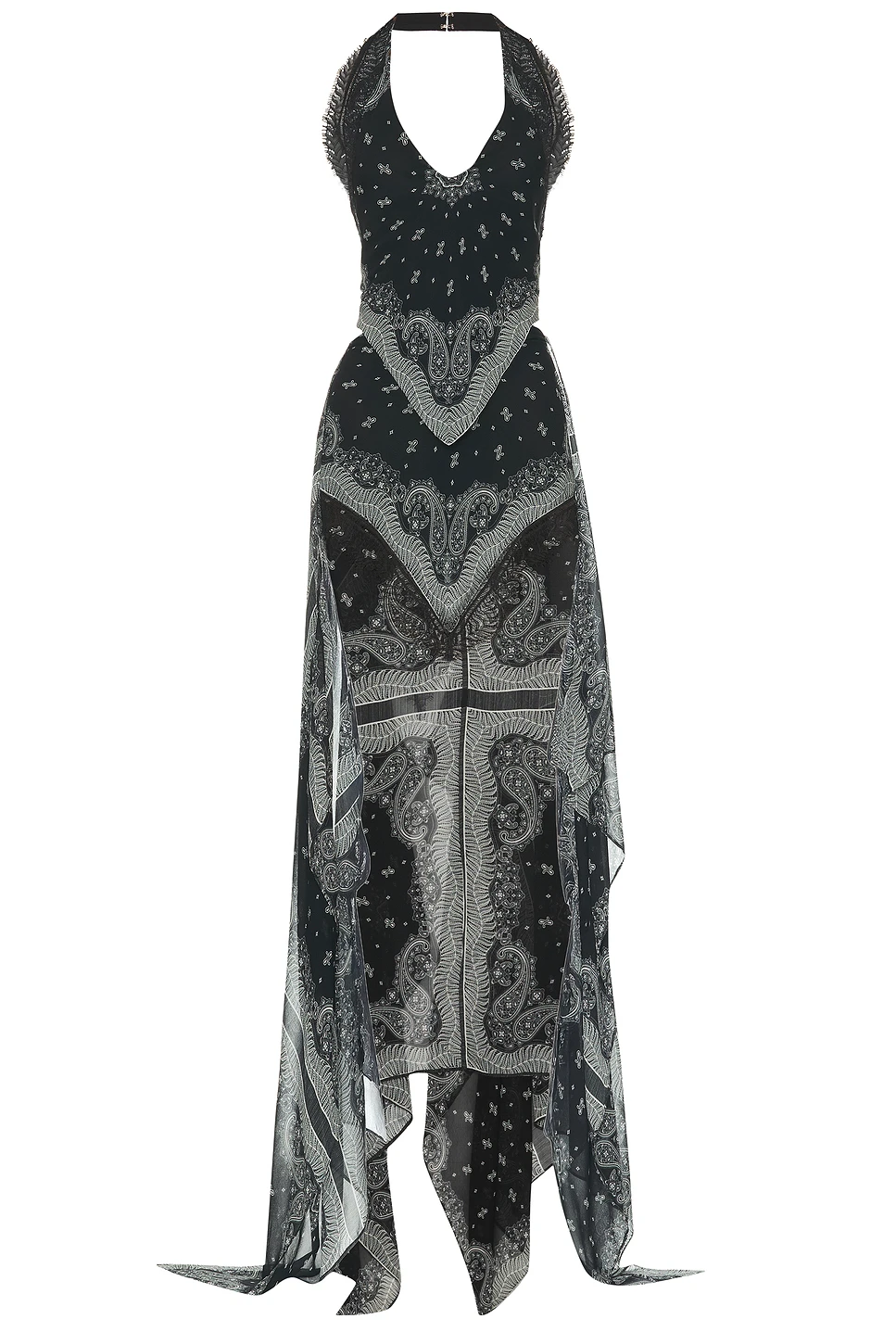 Paisley Chiffon Halter Maxi Dress