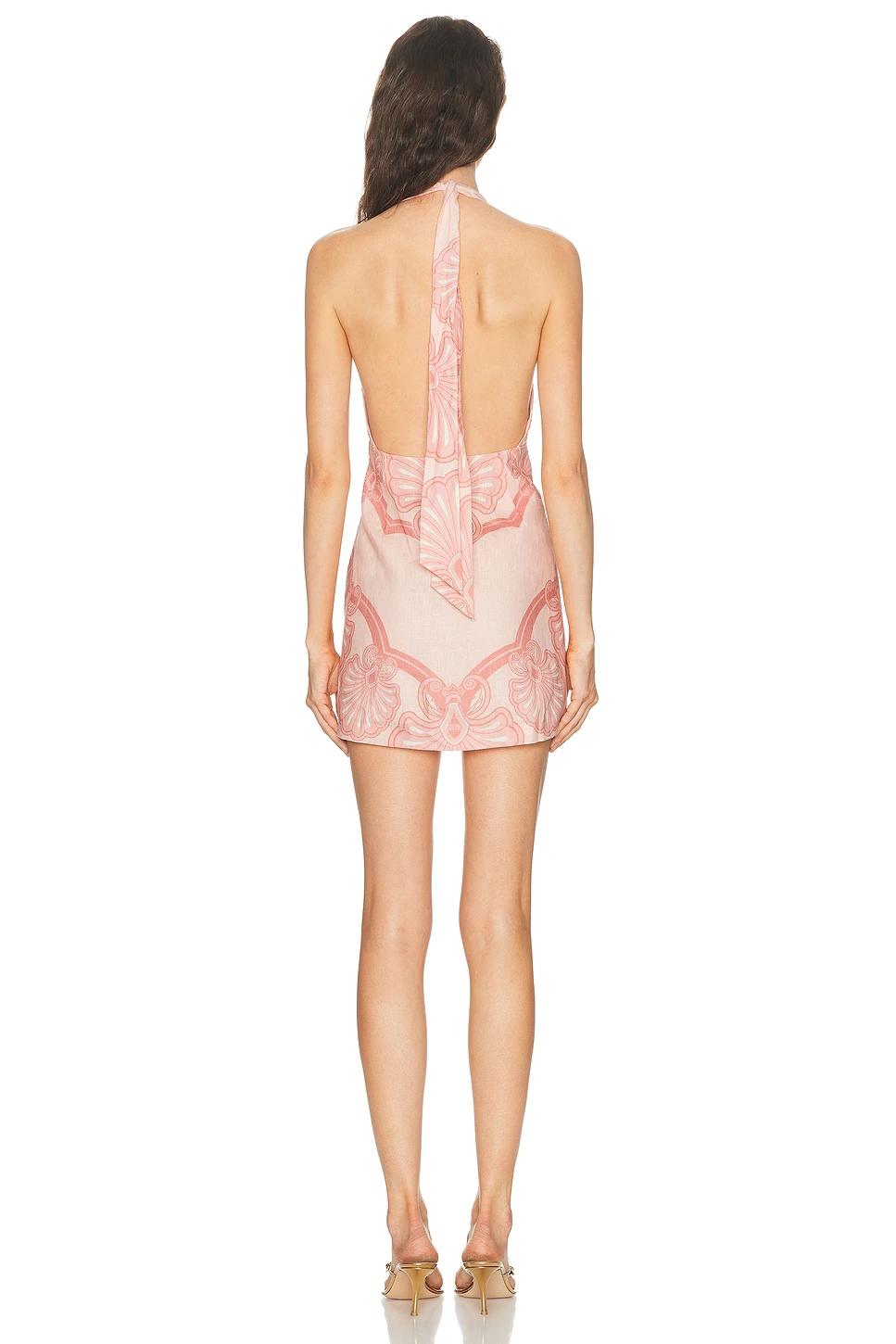 Linen Halter Mini Dress with Beading
