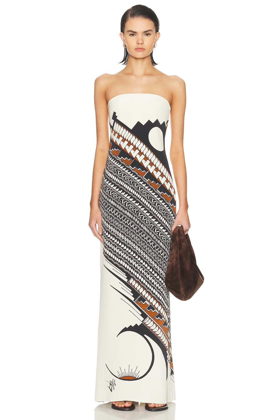 Boned Silk Weft Satin Maxi Dress with Split Hem - Strapless Dress for OEM