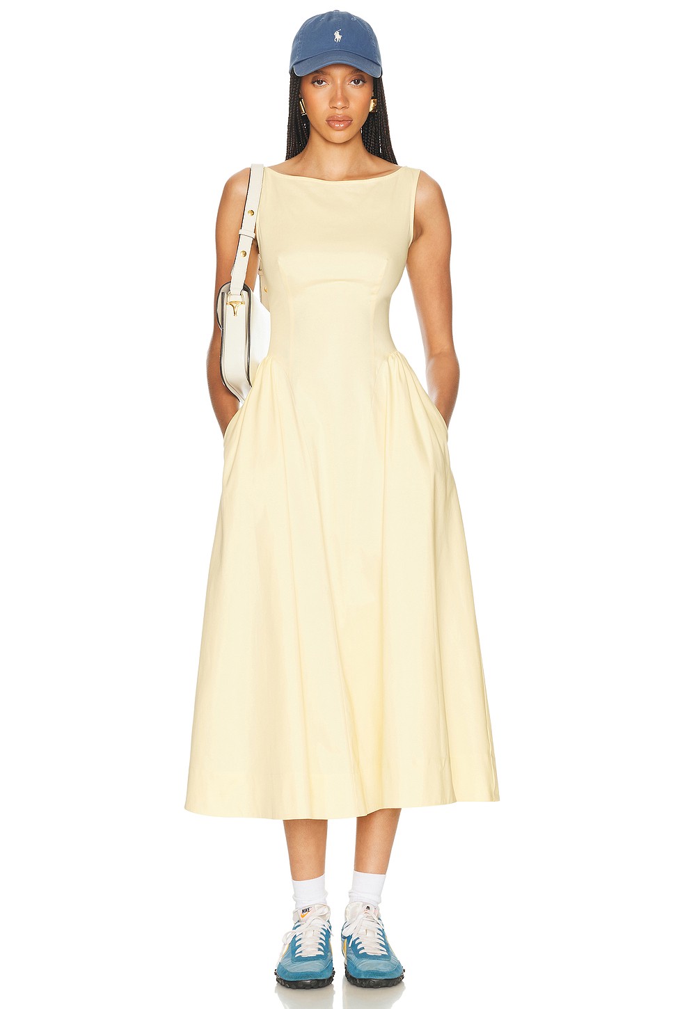Stretch Cotton Sateen Fit and Flare Midi - Organic Cotton Dress for OEM