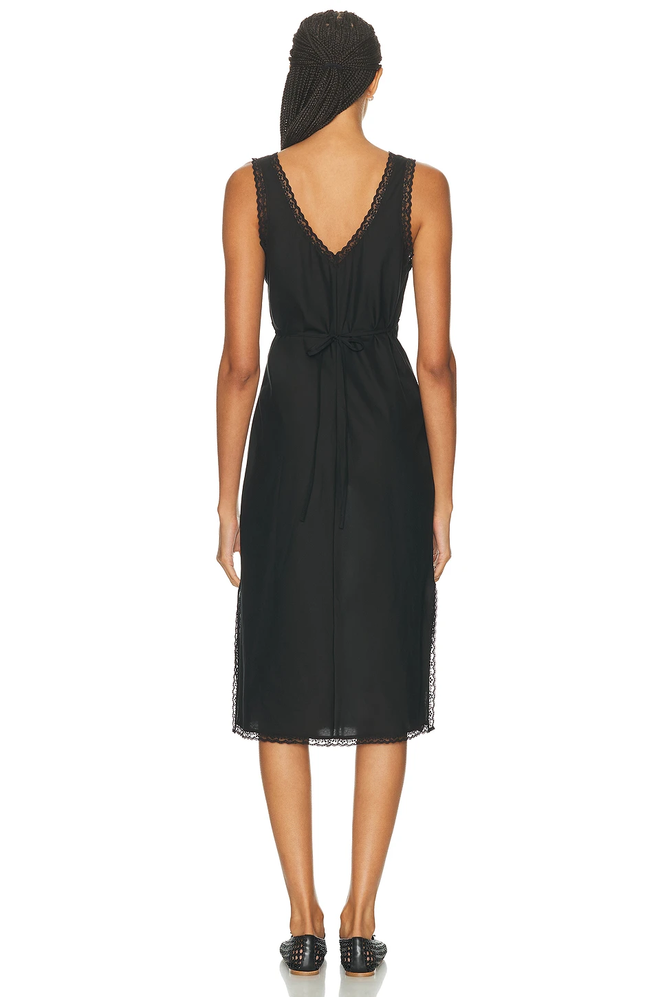 Organic Cotton Voile Slip Dress with Lace Trim