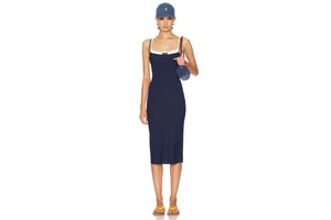 Stretch Jersey Tank Midi Dress with Built-In Support - Recycled Nylon Dress for OEM