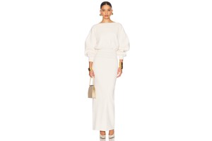 Hildie Ponte Knit Maxi Dress with Cinched Waist - Structured Dress for OEM