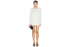 Boatneck Mini Dress in Organic Cotton and Linen Knit - Two Size Sweater Dress for OEM