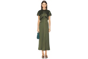 Slouch Waist Viscose Satin Maxi Dress - Exposed Back Zip Dress for OEM