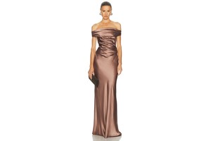 Bardot Off The Shoulder Silk Gown - Silk Lined Silk Dress for OEM