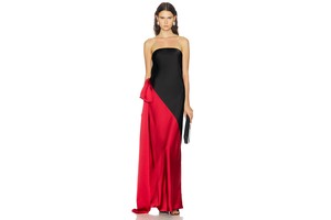Spliced Bias Strapless Satin Gown - Elastic Neckline Gown for OEM