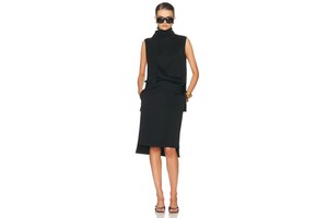 Noa Pleated Mock Neck Wool Dress - Virgin Wool Dress for OEM